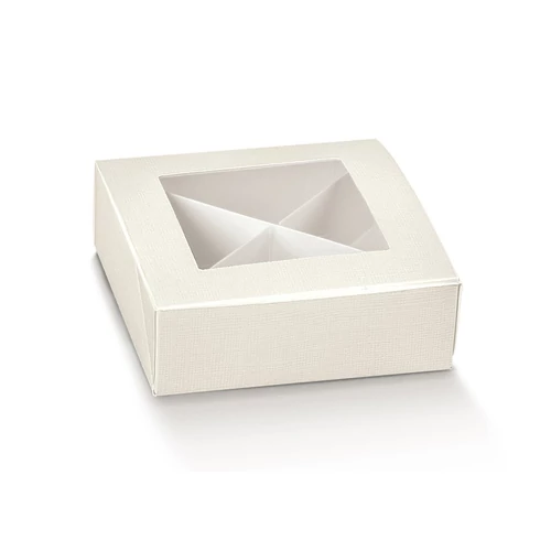 Ablakos doboz fehér kocka 100*100*40 mm