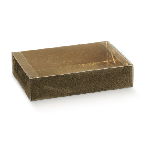 195*140*40 mm arany-barna doboz átlátszó skatulyában